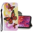 For Samsung Galaxy S20 FE 5G / S20 Lite Coloured Drawing Pattern Horizontal Flip PU Leather Case with Holder & Card Slots & Wallet & Lanyard(Chrysanthemum Butterfly) - 1