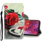 For Samsung Galaxy S20 FE 5G / S20 Lite 3D Colored Drawing Horizontal Flip PU Leather Case with Holder & Card Slots & Wallet(Red Rose) - 1