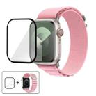 For Apple Watch Series 44mm Buckle Loop Nylon Watch Band with 3D Curved Film(Pink) - 1