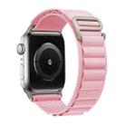 For Apple Watch Series 44mm Buckle Loop Nylon Watch Band with 3D Curved Film(Pink) - 3