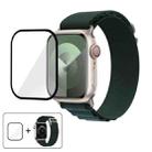 For Apple Watch Series 44mm Buckle Loop Nylon Watch Band with 3D Curved Film(Forest Green) - 1