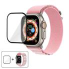 For Apple Watch Ultra 2 / 1 49mm Buckle Loop Nylon Watch Band with 3D Curved Film(Pink Light Pink) - 1