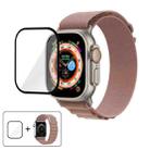 For Apple Watch Ultra 2 / 1 49mm Buckle Loop Nylon Watch Band with 3D Curved Film(Rose Pink) - 1