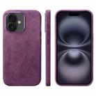 For iPhone 16 Suede Leather MagSafe Back Cover Phone Case(Purple) - 1