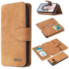 For Huawei P30 Lite Detachable Frosted Magnetic Horizontal Flip Leather Case with Card Slots & Holder & Zipper Wallet & Photo Frame(Brown) - 1