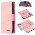 For Huawei P40 Lite Detachable Frosted Magnetic Horizontal Flip Leather Case with Card Slots & Holder & Zipper Wallet & Photo Frame(Pink) - 1