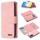 For Huawei P40 Pro Detachable Frosted Magnetic Horizontal Flip Leather Case with Card Slots & Holder & Zipper Wallet & Photo Frame(Pink) - 1