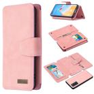 For Huawei P40 Detachable Frosted Magnetic Horizontal Flip Leather Case with Card Slots & Holder & Zipper Wallet & Photo Frame(Pink) - 1