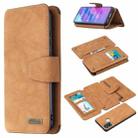 For Huawei Honor 9A Detachable Frosted Magnetic Horizontal Flip Leather Case with Card Slots & Holder & Zipper Wallet & Photo Frame(Brown) - 1