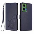 For Motorola Moto G35 5G Embossed Heart Cat Leather Phone Case with Strap(Blue) - 2