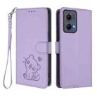 For Motorola Edge 5G 2024 Embossed Heart Cat Leather Phone Case with Strap(Light Purple) - 2