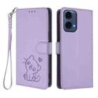 For Motorola Moto G24 Power 4G India Embossed Heart Cat Leather Phone Case with Strap(Light Purple) - 2