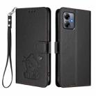 For Motorola Moto G14 4G / G54 Embossed Heart Cat Leather Phone Case with Strap(Black) - 2