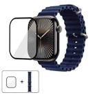 For Apple Watch Series 10 46mm Ocean Silicone Watch Band with 3D Curved Film(Midnight Blue) - 1
