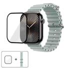 For Apple Watch Series 38mm Ocean Silicone Watch Band with 3D Curved Film(Stone Lotus Blue) - 1