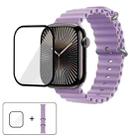 For Apple Watch Series 42mm Ocean Silicone Watch Band with 3D Curved Film(Light Purple) - 1