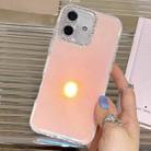 For iPhone 16 Precise Cutouts Transparent Diamonds Jelly Phone Case(Pink) - 1