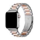 For Apple Watch Series 44mm Three Beads Stainless Steel Watch Band with 3D Curved Film(Silver Rose) - 2