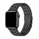 For Apple Watch Series 40mm Three Beads Stainless Steel Watch Band with 3D Curved Film(Black) - 2