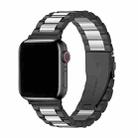 For Apple Watch Ultra 2 / 1 49mm Three Beads Stainless Steel Watch Band with 3D Curved Film(Black Silver) - 2