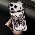 For iPhone 17 Pro Hollow Butterfly Electroplating TPU Phone Case(Dark Purple) - 1