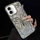 For iPhone 17 Butterfly Electroplating TPU Phone Case with Epoxy Cardboard(Silver) - 1