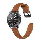 For Samsung Galaxy Watch 3 45mm Flat Texture Leather Watch Band(Light Brown) - 1