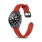 For Samsung Galaxy Watch 3 45mm Flat Texture Leather Watch Band(Red) - 1