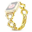 For Apple Watch Series 44mm xDfind O-shaped Diamond Metal Watch Band with Tempered Glass Screen Film and Case(Gold) - 2