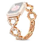 For Apple Watch Series 42mm xDfind O-shaped Diamond Metal Watch Band with Tempered Glass Screen Film and Case(Rose Gold) - 2