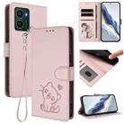 For HMD Pulse Pro / Pulse / Pulse+ Embossed Heart Cat Leather Phone Case with Strap(Pink) - 1