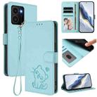 For HMD Skyline Embossed Heart Cat Leather Phone Case with Strap(Mint Green) - 1