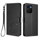 For HMD Skyline Embossed Heart Cat Leather Phone Case with Strap(Black) - 2