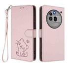 For Nothing Phone 3a Pro Embossed Heart Cat Leather Phone Case with Strap(Pink) - 2