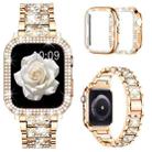 For Apple Watch Series 10 42mm xDfind Diamond Jewelry Metal Watch Band with Case(Rose Gold) - 1