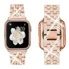 For Apple Watch Series 10 42mm xDfind Bling Diamond Jewelry Metal Watch Band with Case(Rose Gold) - 1