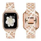 For Apple Watch Series 38mm xDfind Bling Diamond Jewelry Metal Watch Band with Case(Rose Gold) - 1