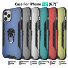 For iPhone 12 Pro Max Magnetic Frosted PC + Matte TPU Shockproof Case with Ring Holder(Olive Yellow) - 4