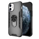 For iPhone 12 mini Magnetic Frosted PC + Matte TPU Shockproof Case with Ring Holder(Phantom Black) - 1