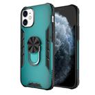 For iPhone 12 mini Magnetic Frosted PC + Matte TPU Shockproof Case with Ring Holder(Glistening Green) - 1