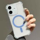 For iPhone 16 Electroplating TPU Hybrid PC Four Corners Shockproof MagSafe Phone Case(Blue) - 1