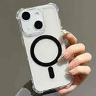 For iPhone 15 Electroplating TPU Hybrid PC Four Corners Shockproof MagSafe Phone Case(Black) - 1