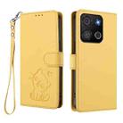 For Itel A05s Embossed Heart Cat Leather Phone Case with Hand Strap(Yellow) - 2