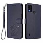 For Itel A48 Embossed Heart Cat Leather Phone Case with Hand Strap(Blue) - 2