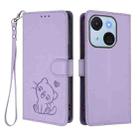 For Itel A50C Embossed Heart Cat Leather Phone Case with Hand Strap(Light Purple) - 2