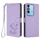 For Itel P38 / S17 / Vision 3 Embossed Heart Cat Leather Phone Case with Hand Strap(Light Purple) - 2