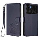 For Itel P40 Embossed Heart Cat Leather Phone Case with Hand Strap(Blue) - 2