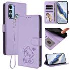 For Itel S17 / S661W / Vision 3 Embossed Heart Cat Leather Phone Case with Hand Strap(Light Purple) - 1
