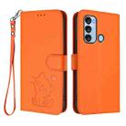 For Itel S17 / S661W / Vision 3 Embossed Heart Cat Leather Phone Case with Hand Strap(Orange) - 2