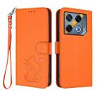 For Infinix GT 20 Pro 5G Embossed Heart Cat Leather Phone Case with Hand Strap(Orange) - 2